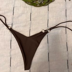 Brown thong bottom by Khassani swim
